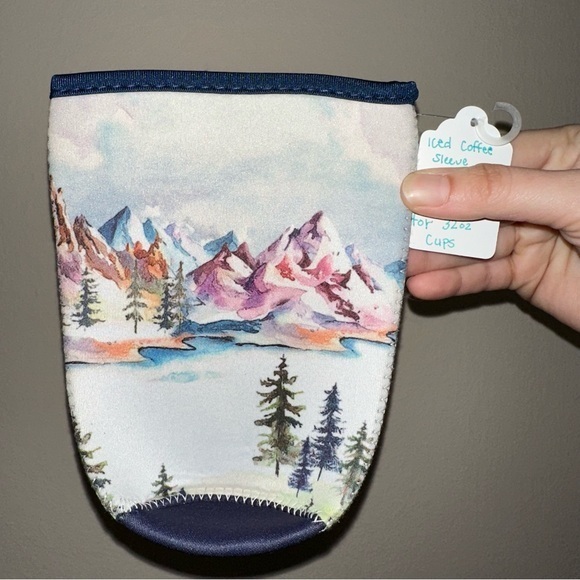 Watercolor mountains iced coffee sleeve for 32oz cups new - Picture 1 of 1